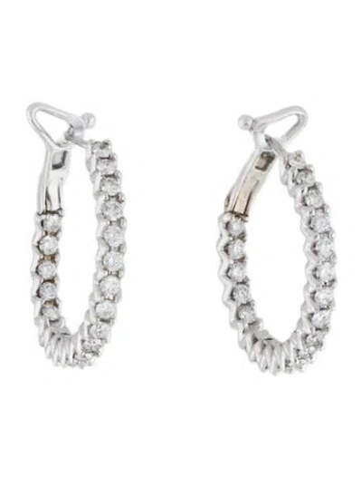 Pre-owned Earrings 14k Diamond Hoop  In Multi