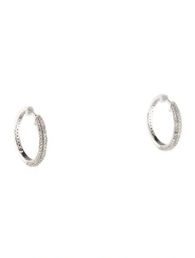 Pre-owned Earrings 14k Diamond Hoop  In Multi