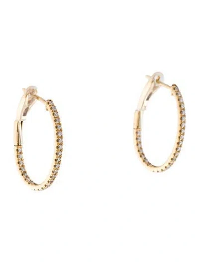 Pre-owned Earrings 14k Diamond Hoop  In Multi