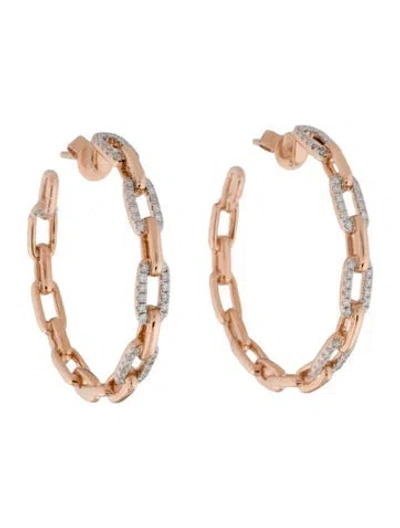 Pre-owned Earrings 14k Diamond Hoop  In Multi