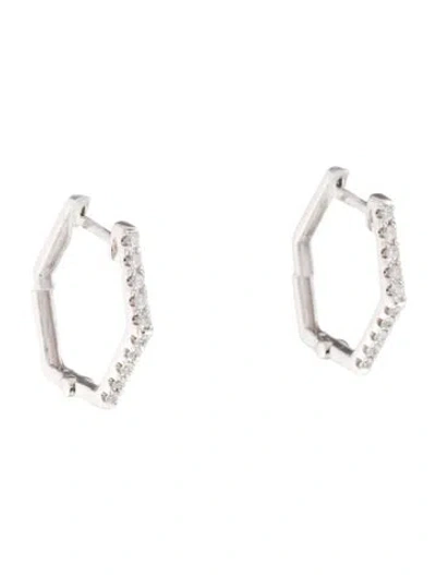 Pre-owned Earrings 14k Diamond Hoop  In Multi