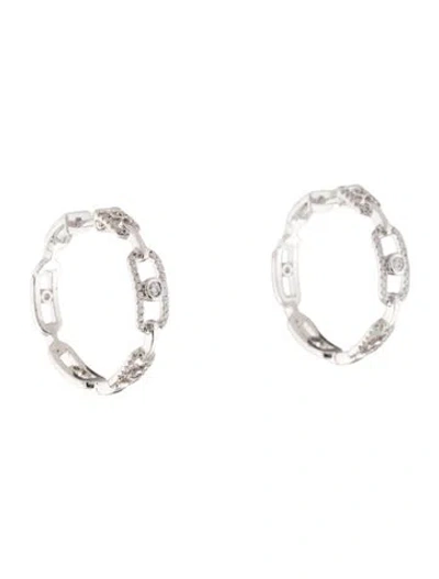 Pre-owned Earrings 14k Diamond Hoop  In Multi
