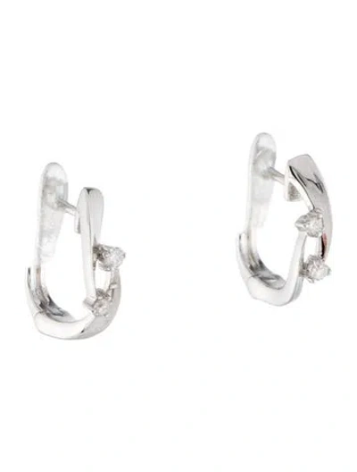Pre-owned Earrings 14k Diamond Hoop  In Multi