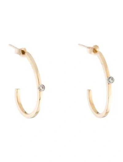 Pre-owned Earrings 14k Diamond Hoop  In Multi