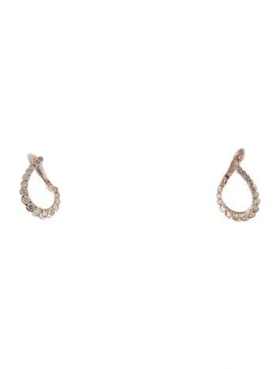 Pre-owned Earrings 14k Diamond Hoop  In Multi