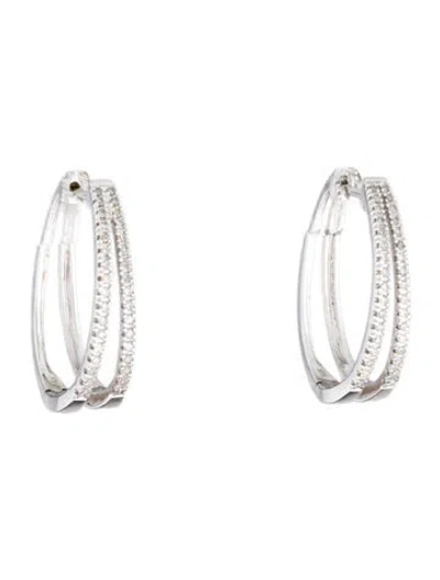 Pre-owned Earrings 14k Diamond Hoop  In Multi