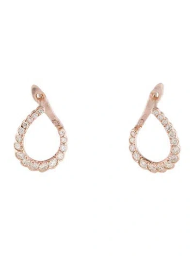 Pre-owned Earrings 14k Diamond Hoop  In Multi