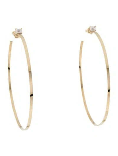 Pre-owned Earrings 14k Diamond Hoop  In Multi