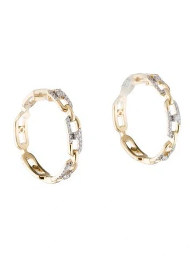 Pre-owned Earrings 14k Diamond Hoop  In Multi