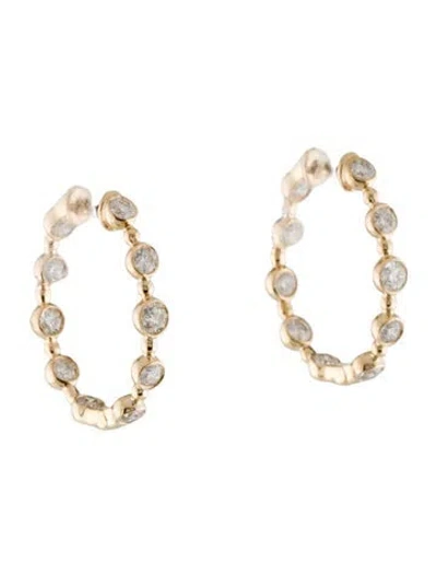 Pre-owned Earrings 14k Diamond Hoop  In Multi