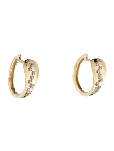 Pre-owned Earrings 14k Diamond Hoop  In Multi