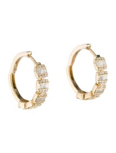 Pre-owned Earrings 14k Diamond Hoop  In Multi