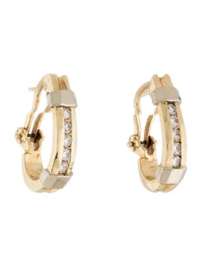 Pre-owned Earrings 14k Diamond Hoop  In Multi