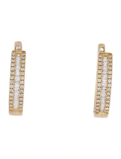 Pre-owned Earrings 14k Diamond Hoop  In Multi