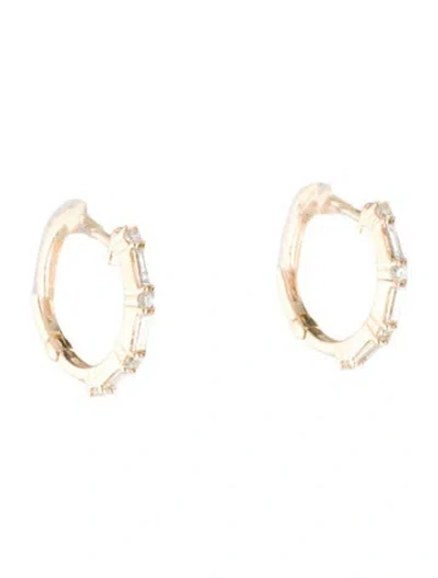 Pre-owned Earrings 14k Diamond Hoop  In Multi