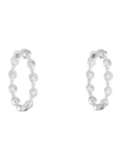 Pre-owned Earrings 14k Diamond Hoop  In Multi