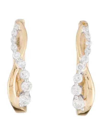 Pre-owned Earrings 14k Diamond Hoop  In Multi