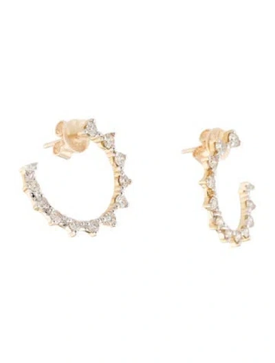 Pre-owned Earrings 14k Diamond Hoop  In Multi