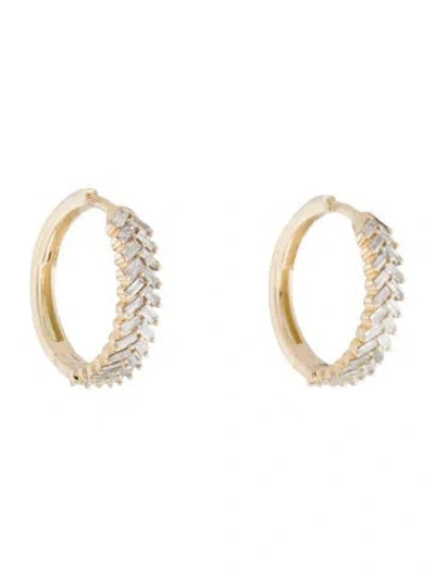 Pre-owned Earrings 14k Diamond Hoop  In Multi
