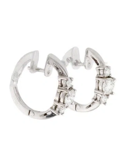Pre-owned Earrings 14k Diamond Hoop  In Multi