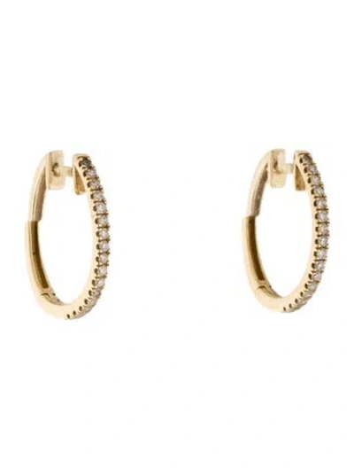 Pre-owned Earrings 14k Diamond Hoop  In Multi