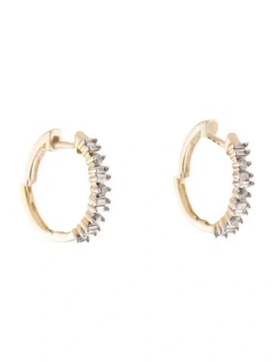 Pre-owned Earrings 14k Diamond Hoop  In Multi