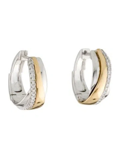 Pre-owned Earrings 14k Diamond Hoop  In Multi