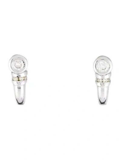 Pre-owned Earrings 14k Diamond Hoop  In Multi