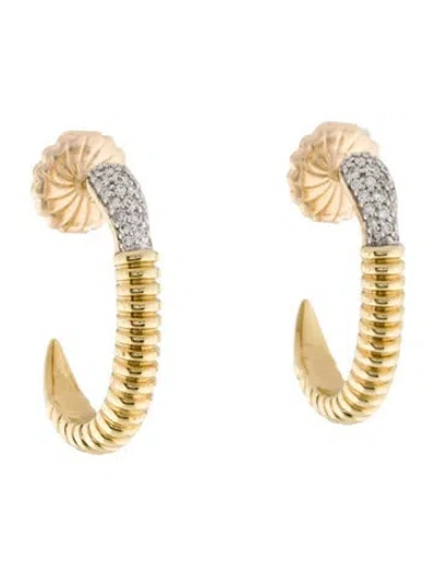 Pre-owned Earrings 14k Diamond Hoop  In Multi