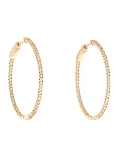 Pre-owned Earrings 14k Diamond Hoop  In Multi