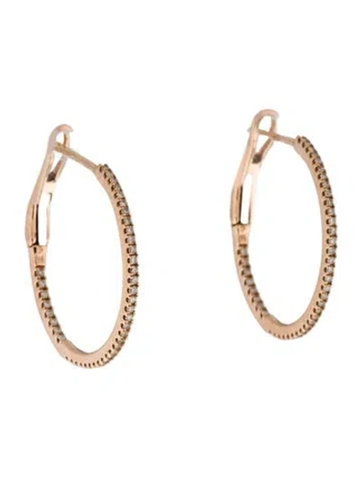 Pre-owned Earrings 14k Diamond Hoop  In Multi