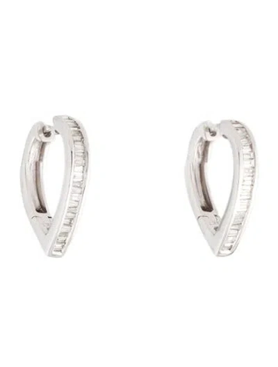 Pre-owned Earrings 14k Diamond Hoop  In Multi