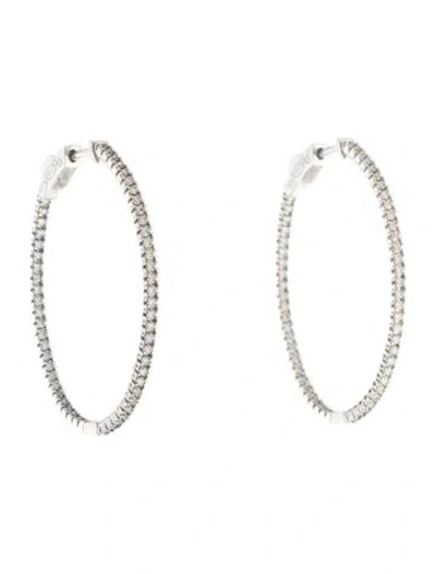 Pre-owned Earrings 14k Diamond Hoop  In Multi