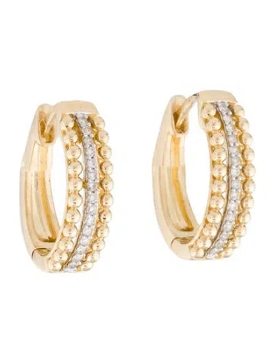 Pre-owned Earrings 14k Diamond Hoop  In Multi