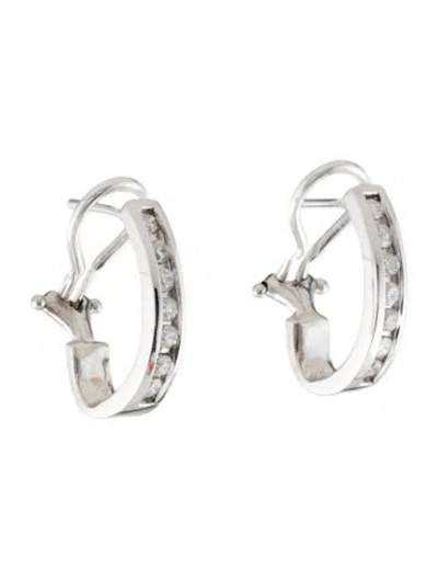 Pre-owned Earrings 14k Diamond Hoop  In Multi