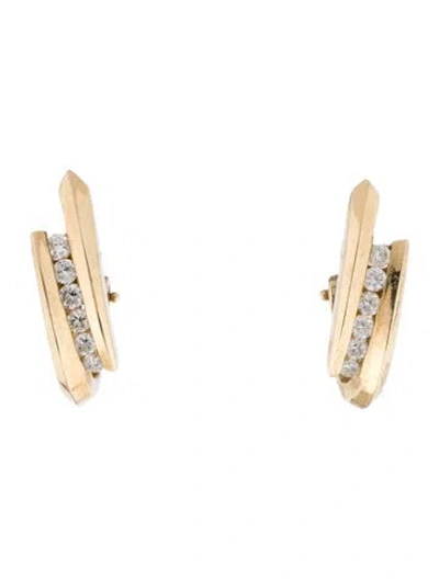 Pre-owned Earrings 14k Diamond Hoop  In Multi