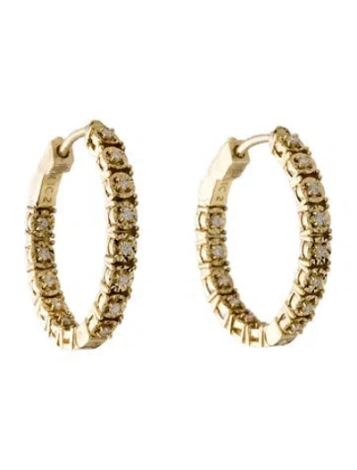 Pre-owned Earrings 14k Diamond Hoop  In Multi