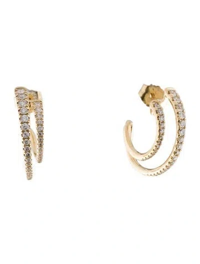 Pre-owned Earrings 14k Diamond Hoop  In Multi