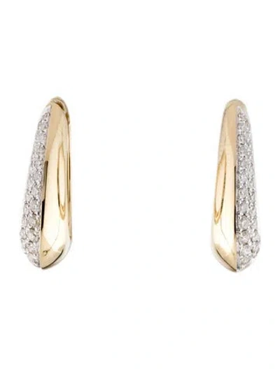 Pre-owned Earrings 14k Diamond Hoop  In Multi