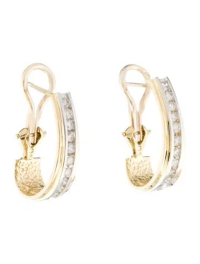 Pre-owned Earrings 14k Diamond Hoop  In Multi