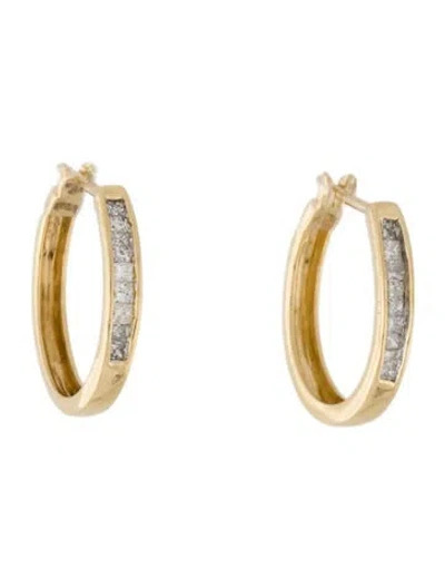 Pre-owned Earrings 14k Diamond Hoop  In Multi