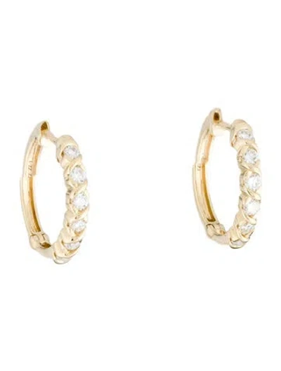 Pre-owned Earrings 14k Diamond Hoop  In Multi