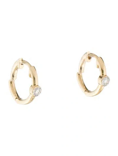 Pre-owned Earrings 14k Diamond Hoop  In Multi