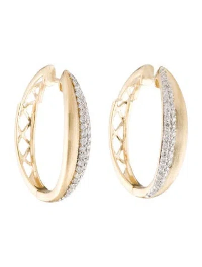Pre-owned Earrings 14k Diamond Hoop  In Multi