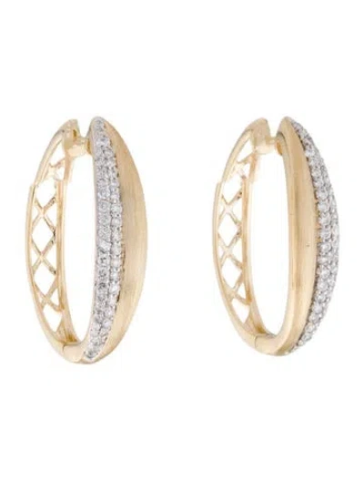 Pre-owned Earrings 14k Diamond Hoop  In Multi