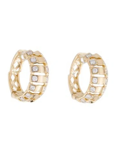 Pre-owned Earrings 14k Diamond Hoop  In Multi
