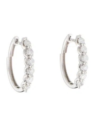 Pre-owned Earrings 14k Diamond Hoop  In Multi