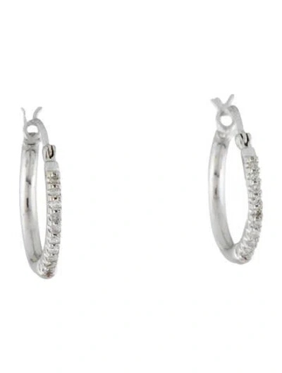Pre-owned Earrings 14k Diamond Hoop  In Multi
