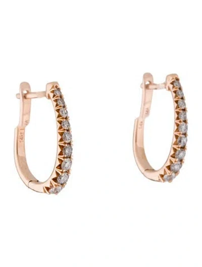 Pre-owned Earrings 14k Diamond Hoop  In Multi