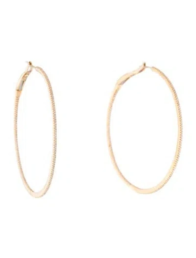 Pre-owned Earrings 14k Diamond Hoop  In Multi